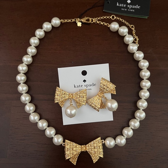 Kate Spade Wrapped in a Bow Necklace and Earrings Set - Picture 1 of 3